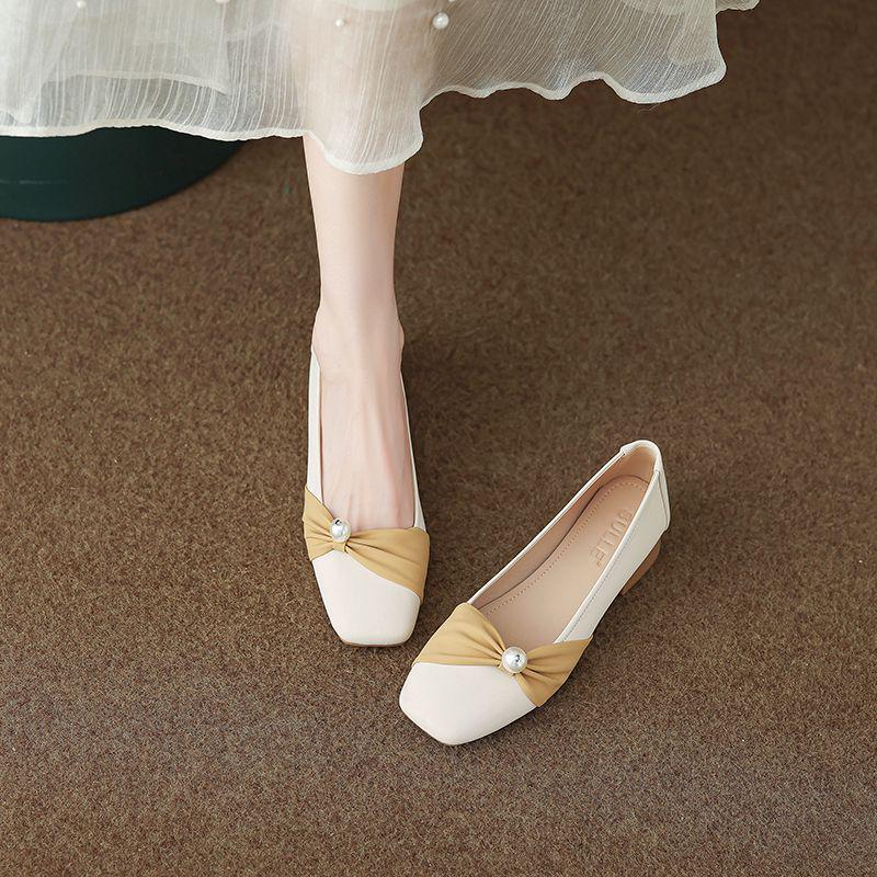 French Women's Square Toe Low-Cut Flat Moccasins - Versatile Soft Sole for Autumn 2025