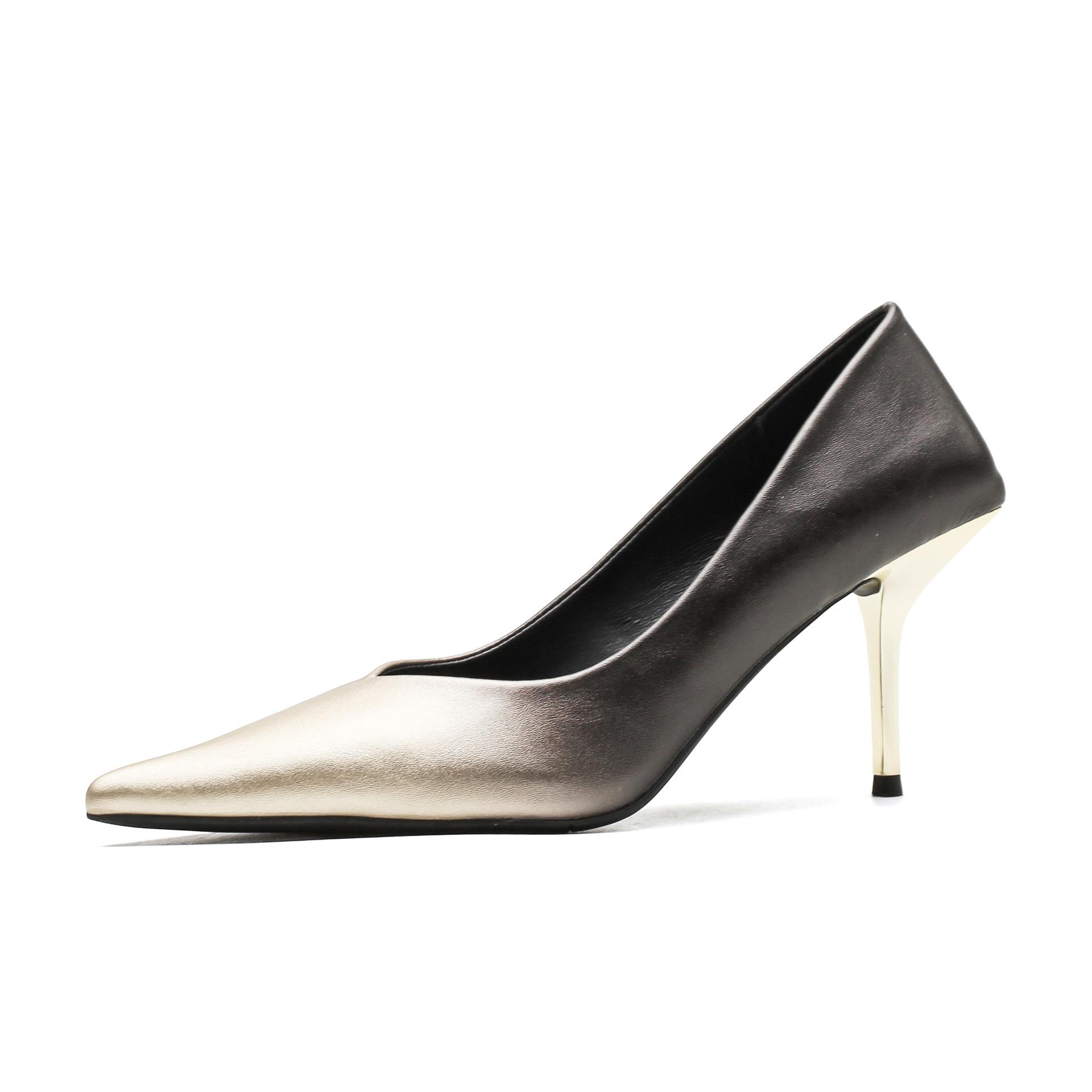 

ins high sense shallow mouth not tired feet high heels women s thin heels 2025 spring new pointed temperament versatile single shoes 35 золотой