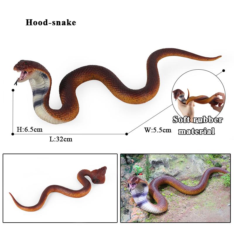 Oenux Forest Savage Snakes Animals TPR Rattlesnake Python Cobra Action Figures Lifelike Model Education Kids Toy Gift Prank toy