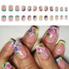Square Press On Nail Flower Fake Nail Stick On Nail In 12 Sizes,24 Pcs French Nail Tips for DIY Nail Art Decorations
