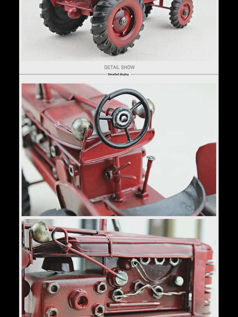 Handmade Vintage Red Iron Tractor Model Crafts