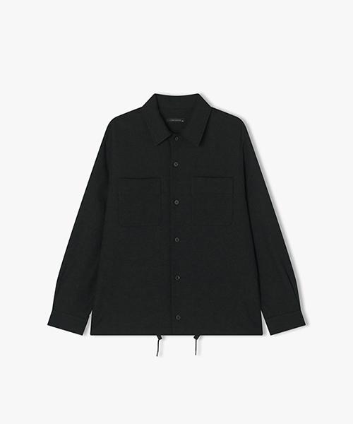 River Classy [25Ss] Lls31505 Black Long String Open Collar Shirt 100