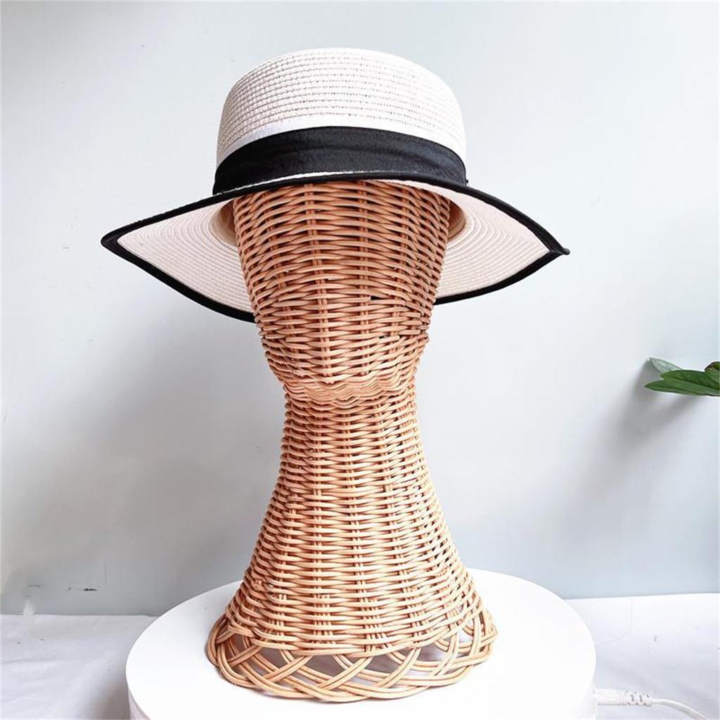 Elegant Hat And Wig Holder Rattan Crafted Mannequin Head Headwear Showcase Rack For Fashion Enthusiasts