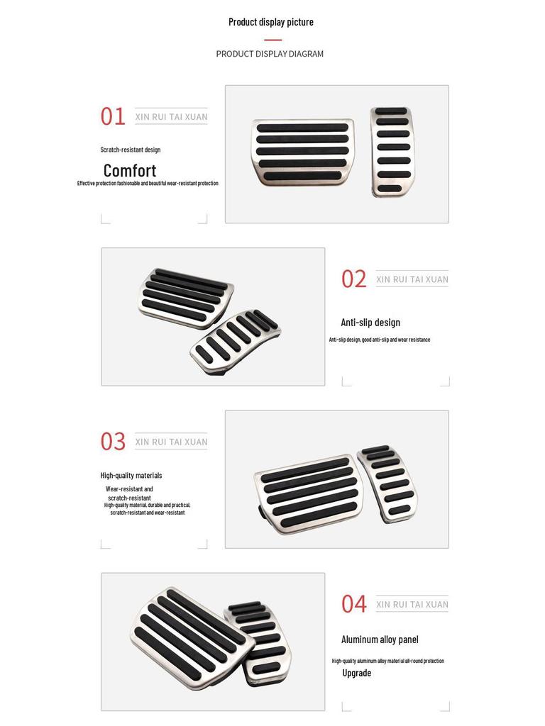 Non-Slip Pedal Covers for Volvo XC60: Brake, Accelerator, Rest Area