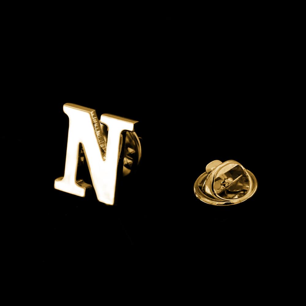 Quality Brass Initial A To Z 26 Letters Pin Golden Color Fashion English Symbol Design Men'S Suit Collar Lapel Brooch Pin
