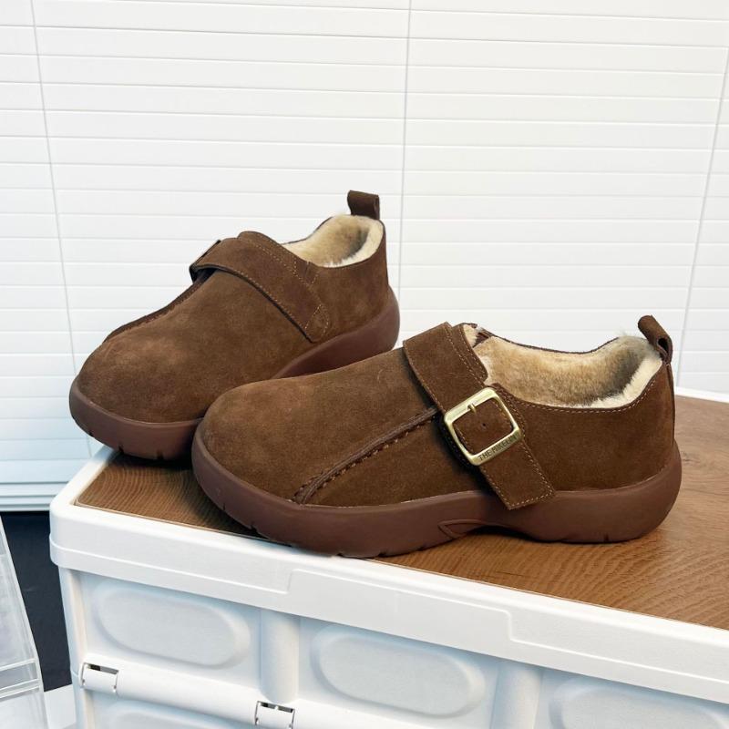 Retro Women's Winter New Fashion Versatile Matte Soft-soled Lazy Shoes Fleece Thickened Bread Shoes