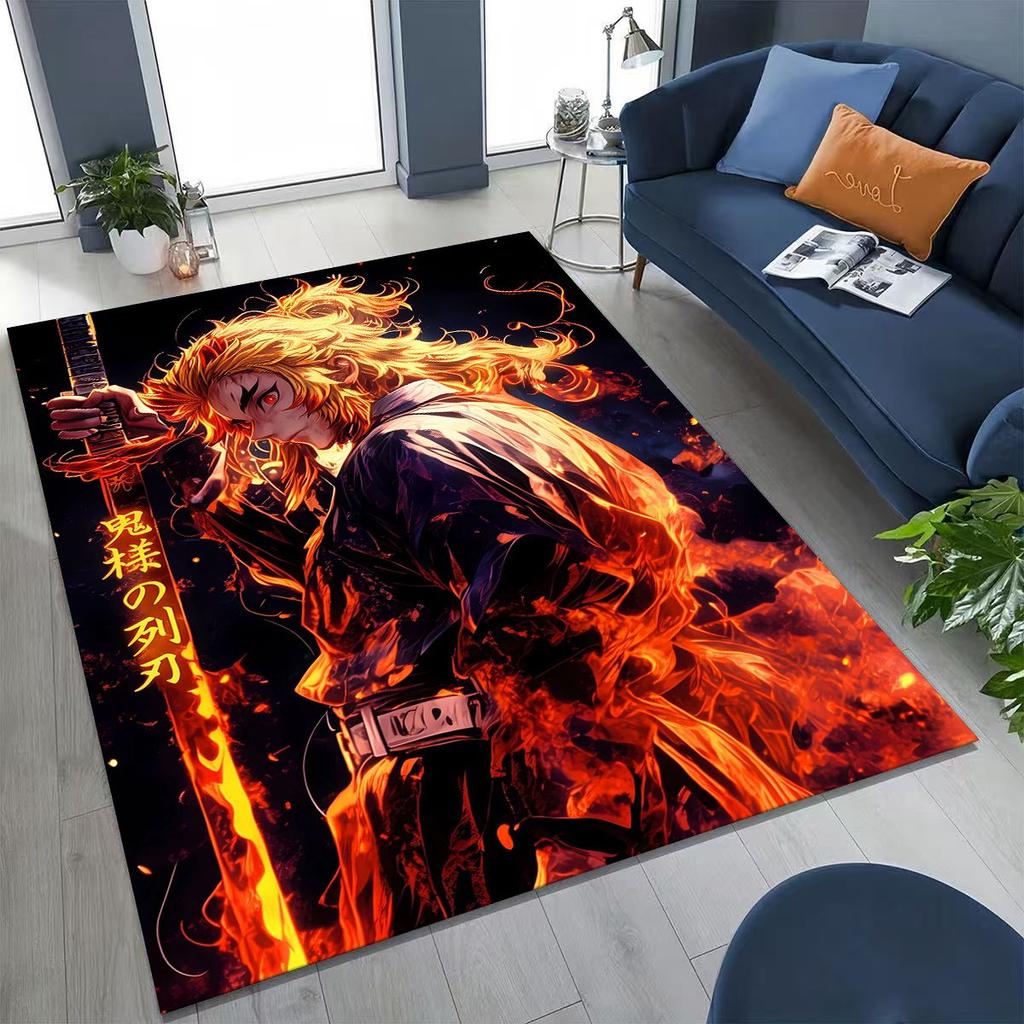 Anime Demon S-Slayer Kamado Nezuko Tanjirou Kreslený koberec pro ložnici, obývací pokoj, pohovku, domácí rohožku, dekor, dětská protiskluzová podložka na podlahu