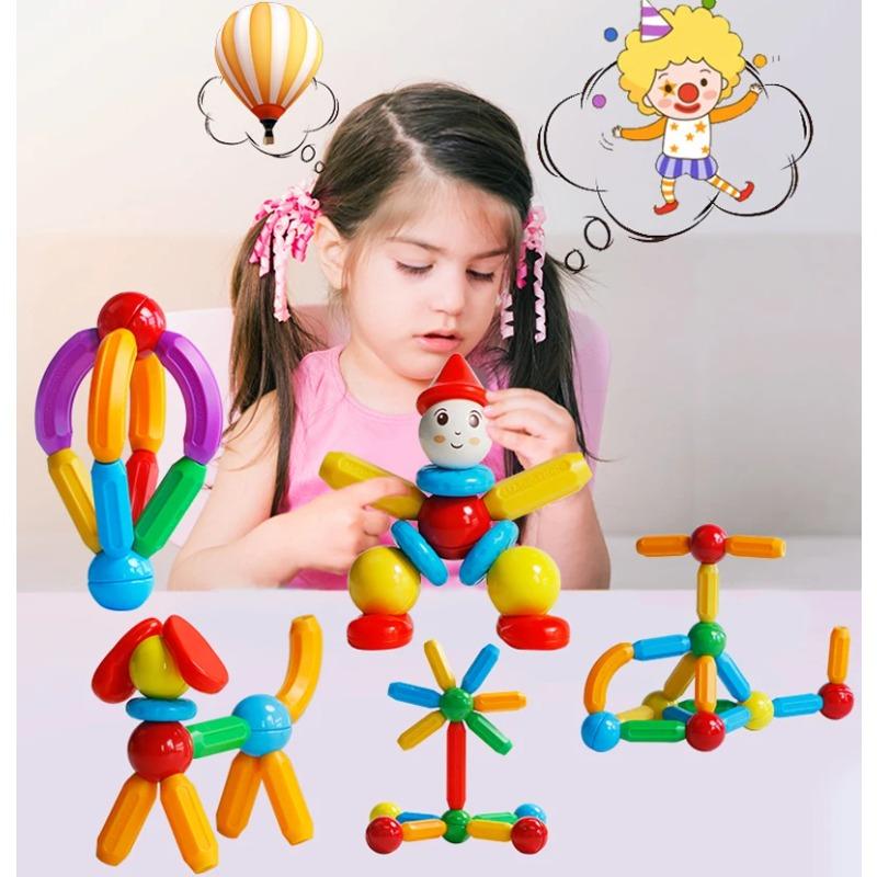 Magnet Building Blocks Set Children Game Toy Magnetic Rods Balls Montessori Educational Toys for Kids Girls Boys Christmas Gift