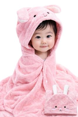 Monna Baby Bath Towel [Supervised by a Veteran Midwife, Gentle On First-Time Babies' Skin] Fuwari (Rabbit (Pink), No Personalization)