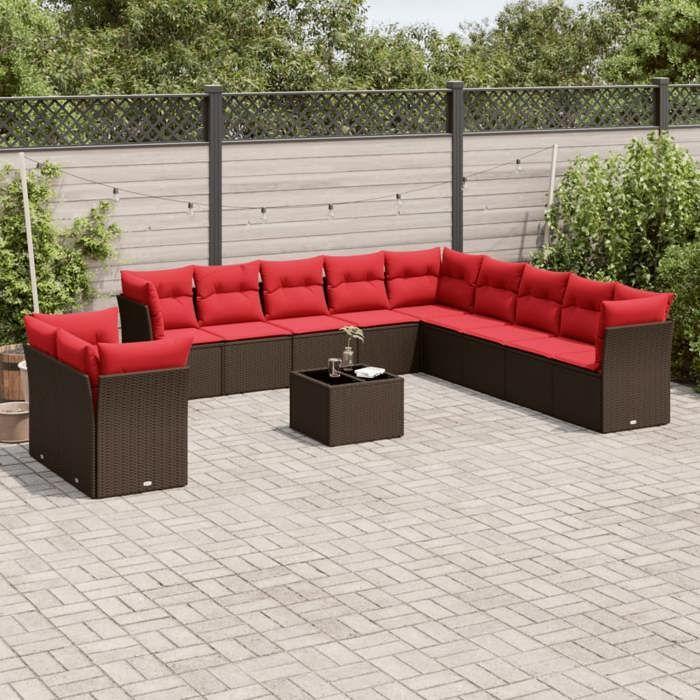 VidaXL Garden Lounge Set with 12 Pcs Cushions, Patio Sofas, Patio Furniture Set, Outdoor Furniture, Brown 3217894
