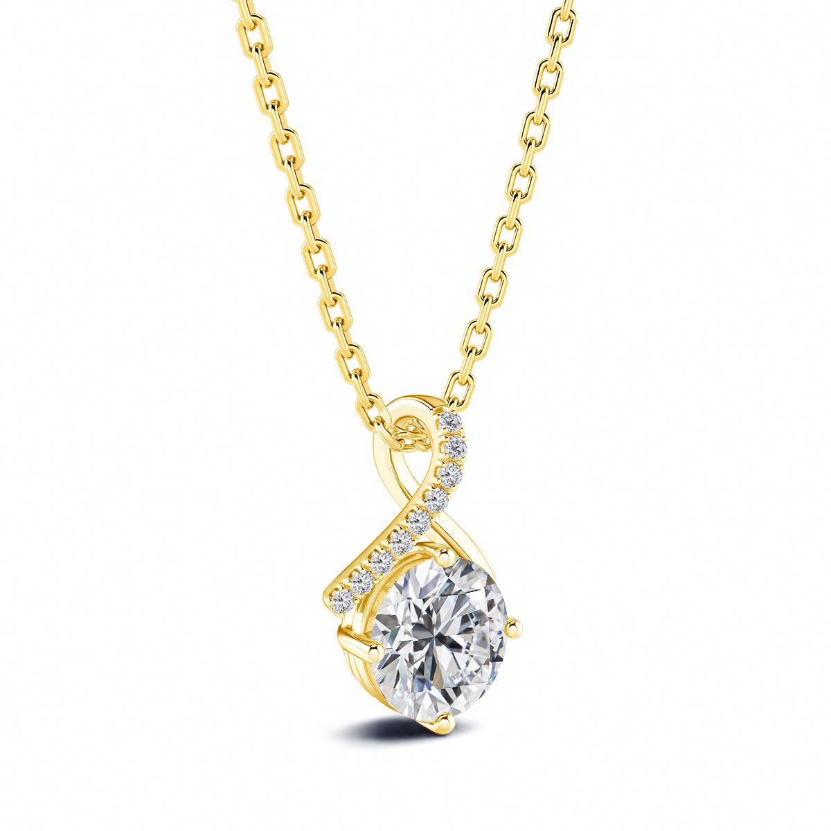 

Gold Twist Round Cut Moissanite Pendant Necklace Certified Classic Jewelry for Women Engagement Wedding Gifts Wholesale