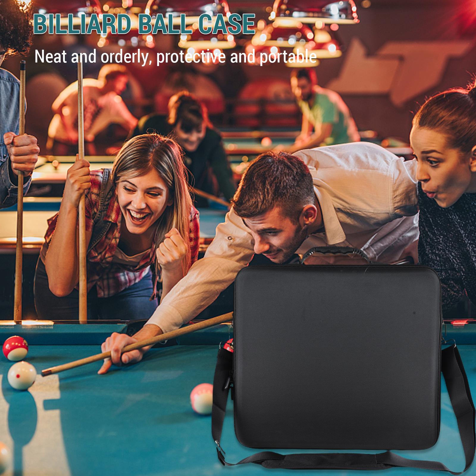

Billiard Bag for 17 s, Black Eight Storage Case with Foam or, Retractable Strap and Plastic Handle for Billiard Accessorie