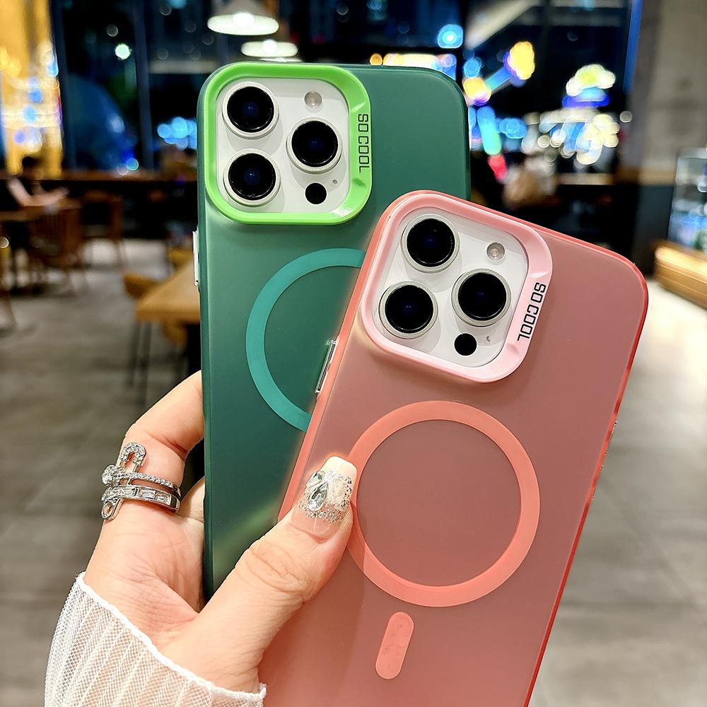 Matt Colorful Sliver Magnetic Phone Case for iPhone 11 12 13 14 15 16 Samsung S20FE S21 S22 S23 S24 S25 TPU Myk silikon Støtsikkert hardt bakdeksel