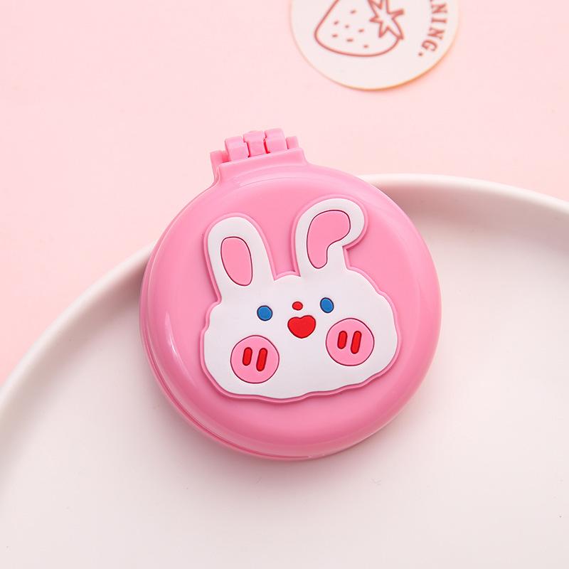 

Милая мультяшная складная расческа для волос с зеркалом для сумочки/кармана, круглая мини-компактная массажная расческа для девочек, женщин, радужный кролик