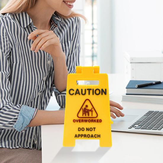 Mini Desk Caution Sign Overworked Underpaid Procrastination Caution Sign Home