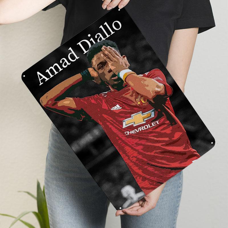 Amad Diallo Manchester United Tinplate Signs Sport Poster Pictures Wall Decor Custom Metal Sign for Wall Art Decoration Bar Room