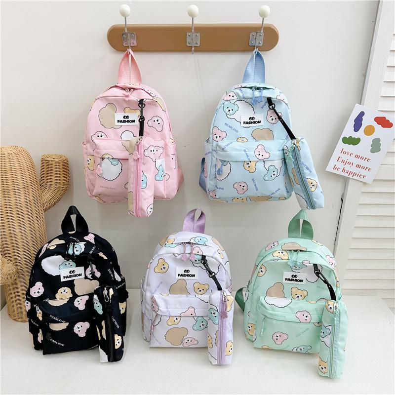 Polyester Bear Cartoon Kids Backpack With Lightweight Design School For