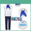 One Piece Marine Soldat Uniform Cosplay Kostüm Weißes Polyestermaterial