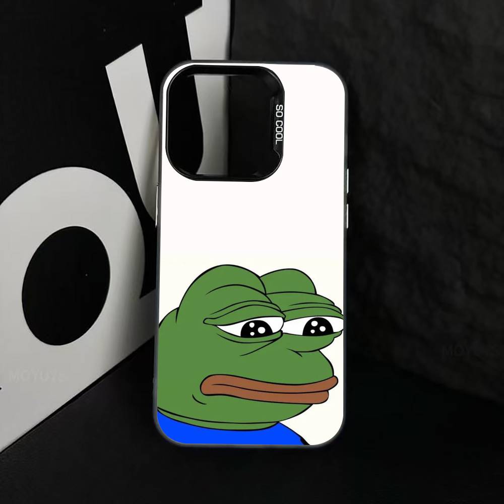 Sad Funny Frog Meme Phone Case For iPhone 17,16,15,14,13,12,11 Plus,Pro Max,XS,Colorful Silver Black Cover