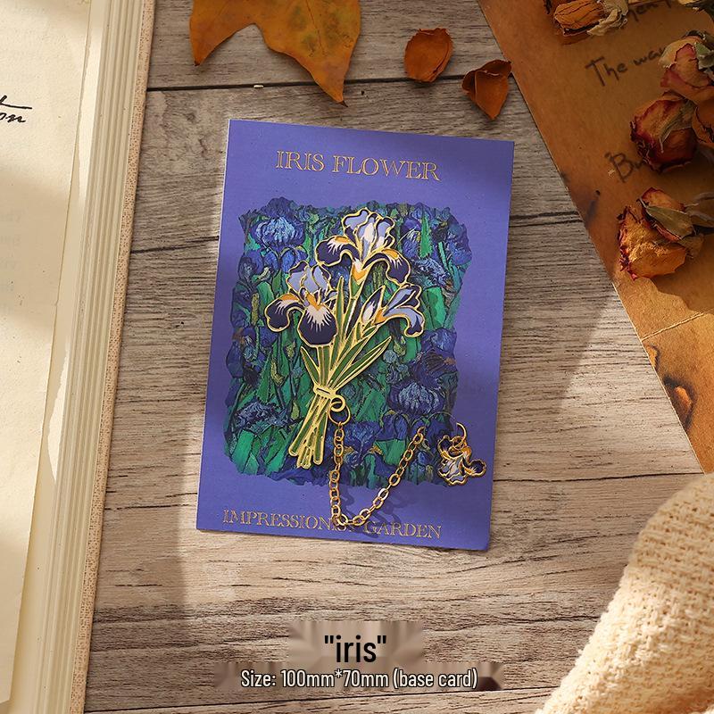 Exquisite Chinese Style Flower Language Metal Bookmark Pendant – Elegant Student Gift & Cultural Souvenir