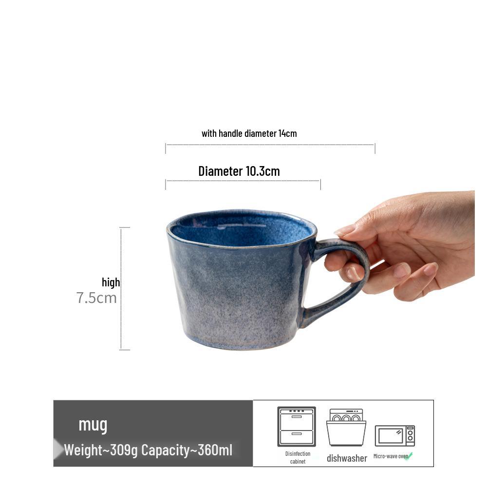 Japanese Retro Glaze Ceramic Mug - Coffee & Water Cup Set 360ml