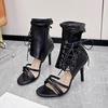 Large Size High Heel Strap Open Toe Cool Boots Women'S 24 Fashion Sexy Slim Heel Roman Sandals