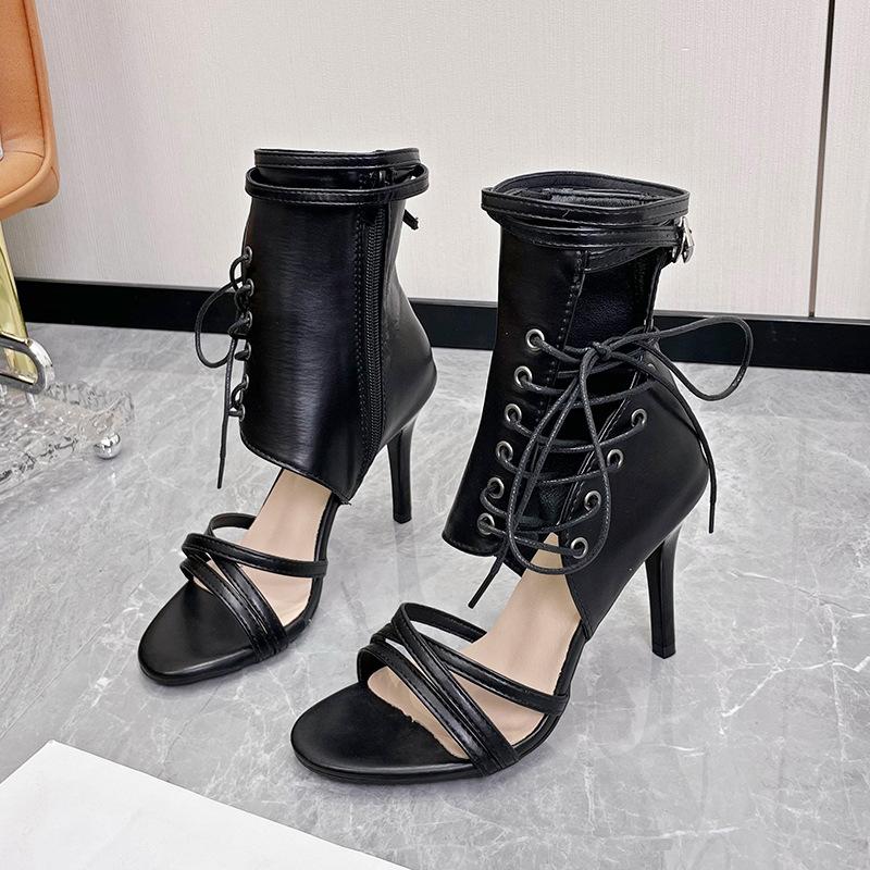 Large Size High Heel Strap Open Toe Cool Boots Women'S 24 Fashion Sexy Slim Heel Roman Sandals