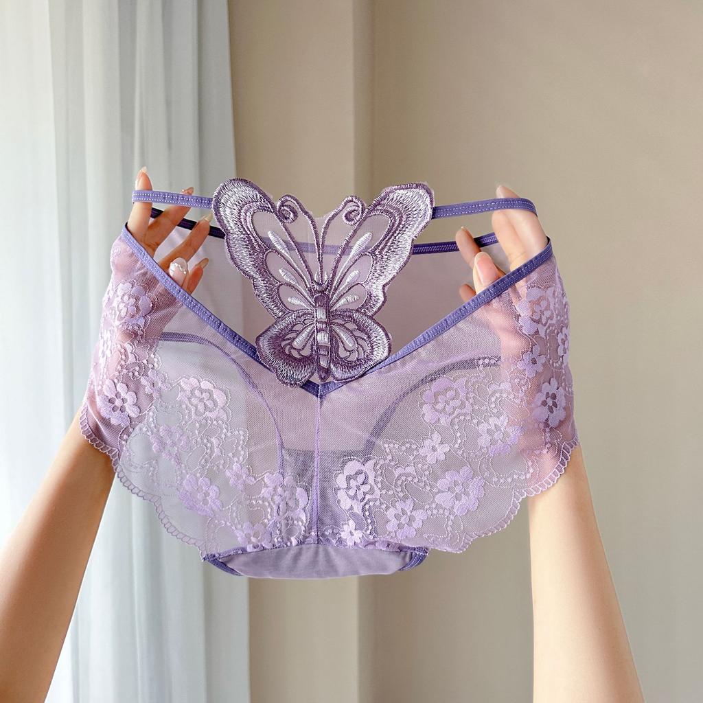 Plus Size High Waist Seamless Lace Breathable Women Solid Brief Underwear