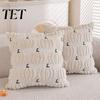 Cute Halloween Living Room Accents Plush Pumpkin Cushion Cover, Throw Pillow 18 X Inch Modern Minimalist Home Decor Ghost Soft Case for Spooky Season,