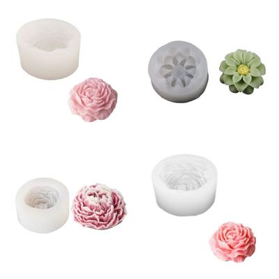 Neue Silikon-Kerzenform 3D-Blumen Klare Textur DIY Seifenform Jasmin Pfingstrose Gänseblümchen Einfach zu entformen Aromatherapie-Form Heimdeko