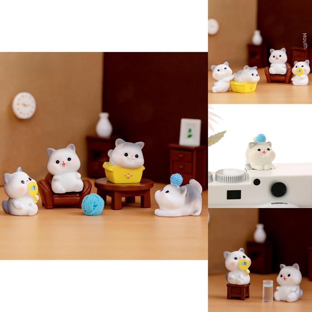 Adorable Resin Cat Figurines For Diy Miniature Gardens Cute Desk Decor