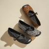 Fashion French Leopard Single Shoes Women Spring and Autumn 2025 New Retro Square Toe Low Heel Mary Jane Shoes
