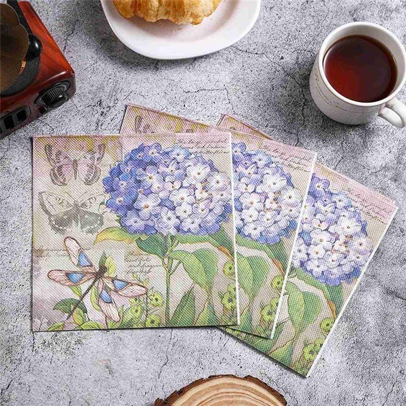 M-Modern-Flower Butterfly Printed Paper Disposable Table Dinner Napkin 20Pcs/Pack 33X33cm Tissues