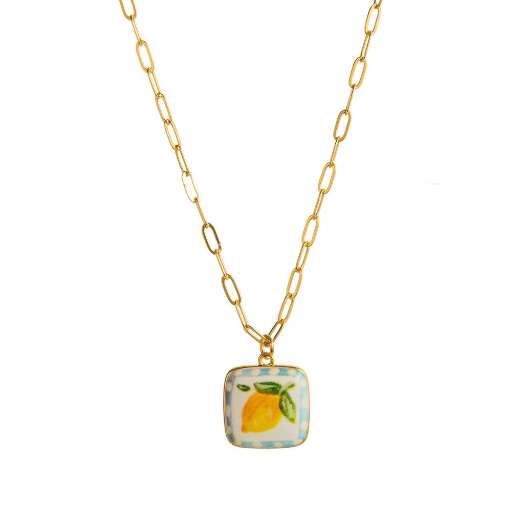 Niche Fresh Plant Series Necklace Diy Lemon Strawberry Bow Pendant Necklace Collarbone Chain