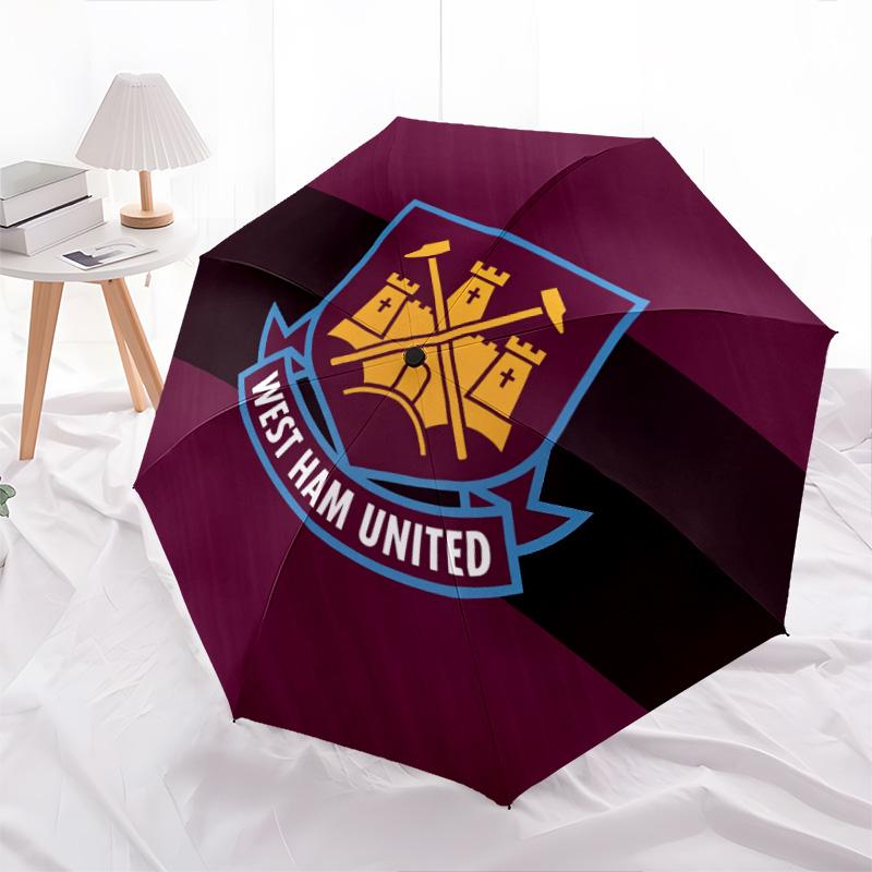 West Ham United FC pattern, automatic folding umbrella, portable and foldable design, 8 ribs, a Christmas or birthday gift.