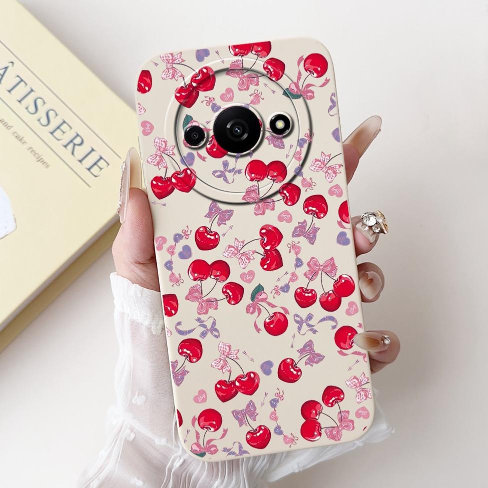 Für Redmi A3 Hülle Niedliche Cartoon Katze Ästhetisch Blumenmädchen Junge Stoßfeste Silikon-Rückabdeckung Für Xiaomi Redmi A3 Handyhülle Coque