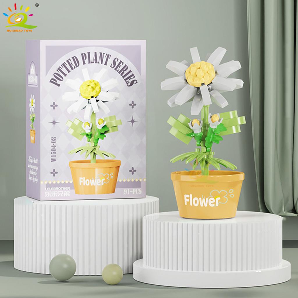 MOC Blume Sukkulente Topfpflanze Modellbaustein DIY Ewiger Strauß Zuhause Schreibtisch Pflanzen Dekoration Ziegel Mädchen Geschenk Kinderspielzeug