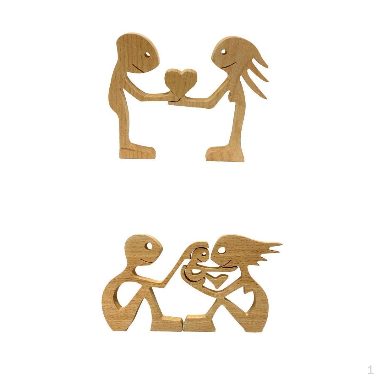 

2 шт. семейные фигурки с резьбой по дереву, домашний декор, статуя, орнамент