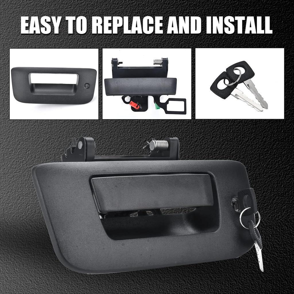 Nakuuly Tailgate Handle with Bezel Lock Kit Compatible with Chevry Silverado and GMC Sierra 1500 2500 3500 HD 2007 2008 2009 2010 2011 2012 2013 2014