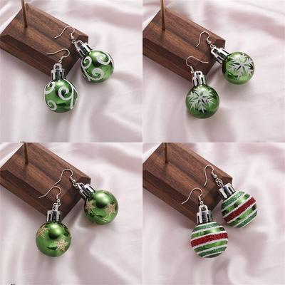 Colorful Decoration Birthday Gift Fashion Snowflake Shape Stars Christmas Earrings Spherical