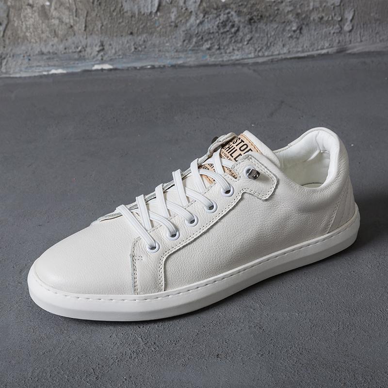 Sapato Masculino Mais Recente Couro Genuíno Outono 2022 Sapatos Casuais Masculinos Couro de Vaca Leisuer Caminhada Calçado Masculino Tênis Brancos Design Moda