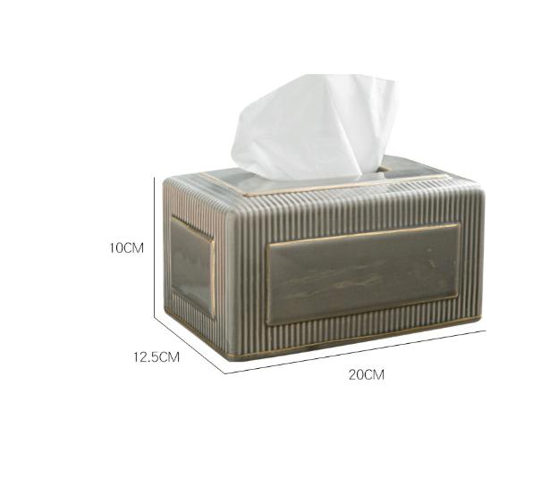 1pc Ceramic Vertical Embossed Tissue Box Bathroom Accessories Ceramic Paper Box Living Room Desktop Decor Tissue Storage Box