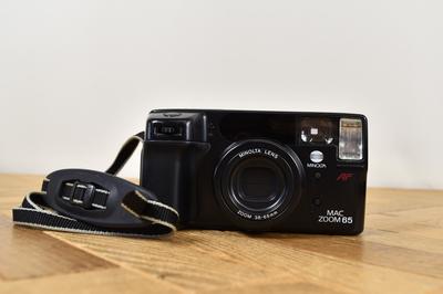 Minolta Mac Zoom 65 QD 35mm Film Point & Shoot Camera Black Tested