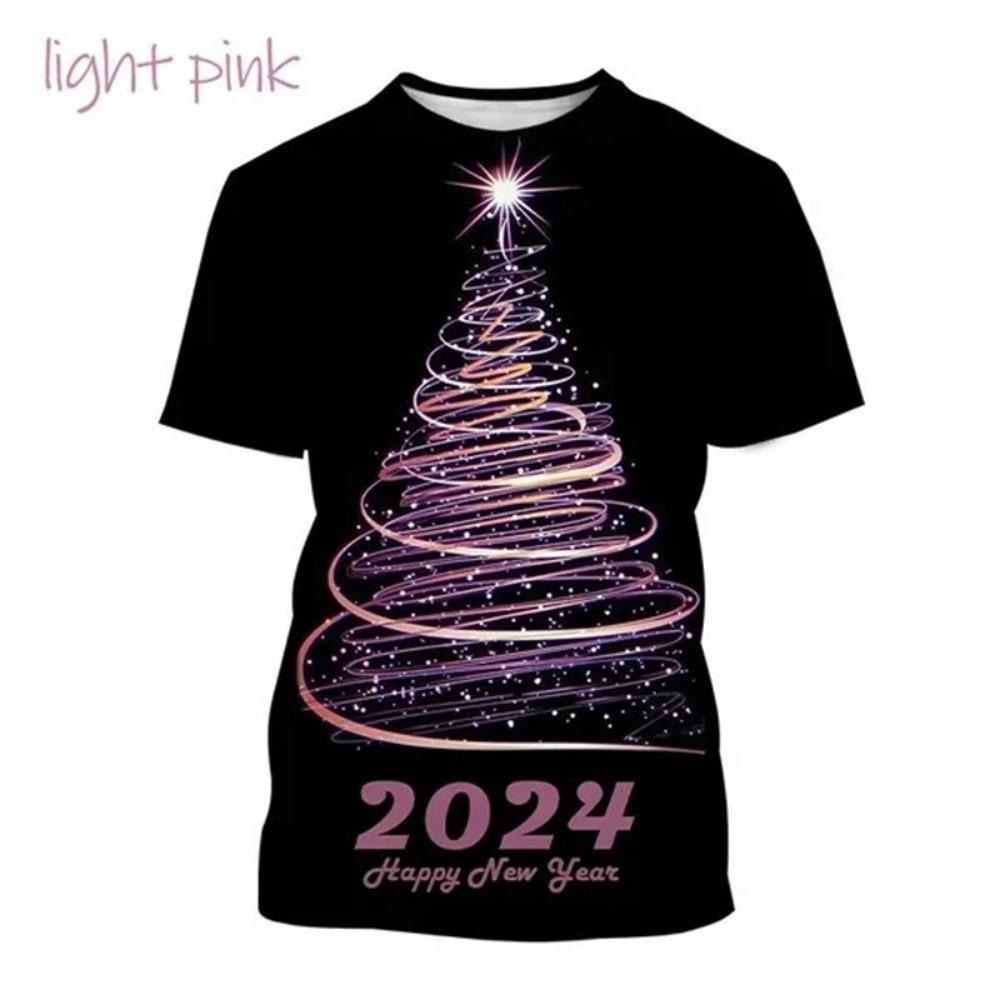 Happy New Year! Hot Selling Men And Women 3D Printed T-Shirt Short Sleeve Fashion Casual Christmas Art T-Shirt Unisex Tops Tees