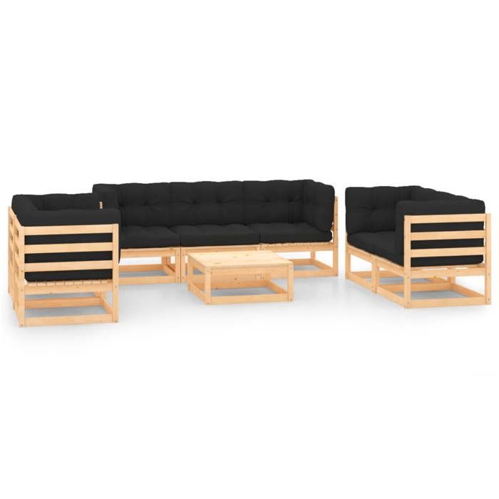 VidaXL Bois de Pin Solide Salon de Jardin 8 pcs avec Coussins Meubles de Terrasse Mobilier de Patio Meubles d'Extérieur 3083768