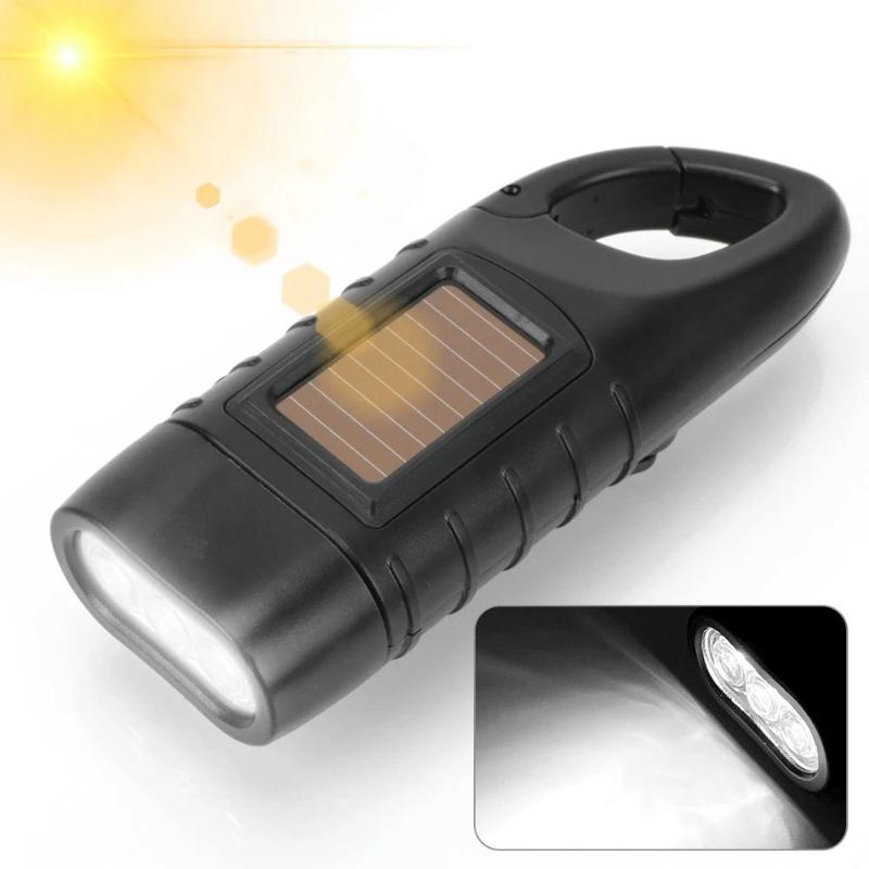1Pc Portable LED Flashlight Hand Crank Dynamo Torch Lantern Solar Powered Flashlight for Outdoor Camping Mountaineering