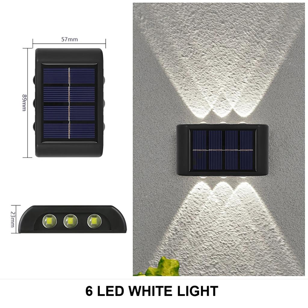 4/6/8/10LEDs Solar Wall Lamp Yard Street Decor Light Outdoor Waterproof Up and Down Luminous Lighting Garden Landscape Lamp
