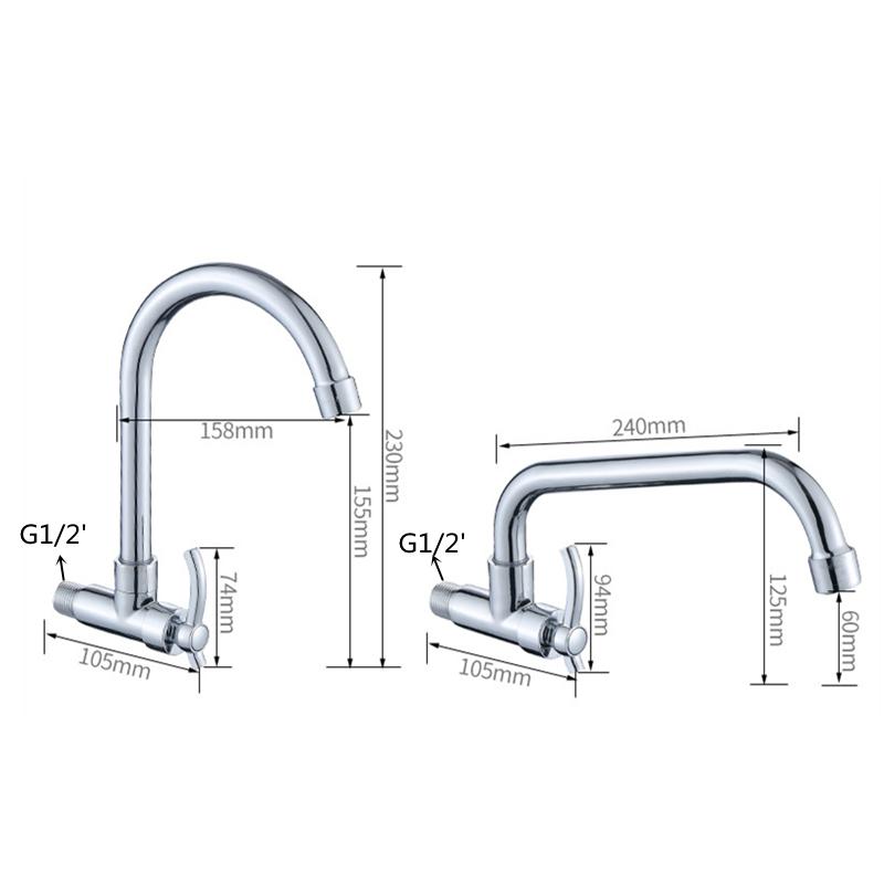 Kitchen Faucet 360 Degree Swivel Brass Kitchen Mixer Single Cold Singk Tap Single Hole Water Tap Wall Mount