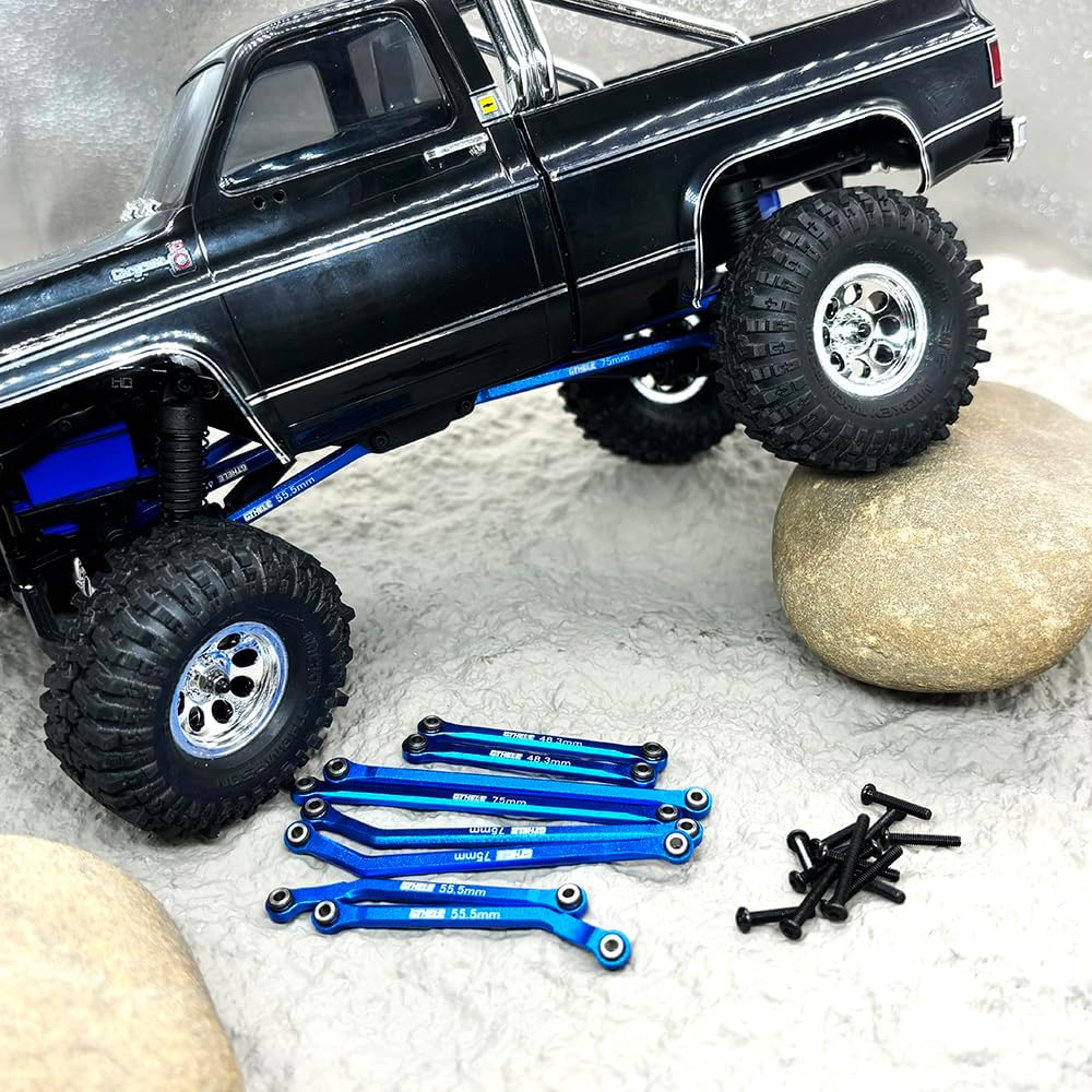 High Clearance 4 Links Set Aluminum Linkage for Traxxas 1/18 TRX4M K10 F-150 Upgrade Parts RC Crawler Car (Dark Blue)