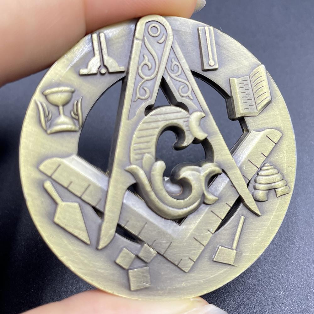 Freemasonry Coin Masonic Freemason Badge Token Free Mason s Symbol Bronze Hollow Carving Challenge Coin Collection